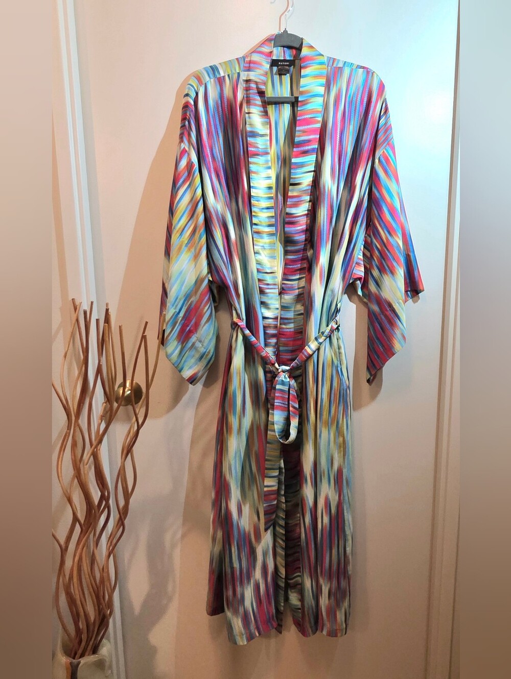 NATORI Ikat-print XL Long Kimono Robe